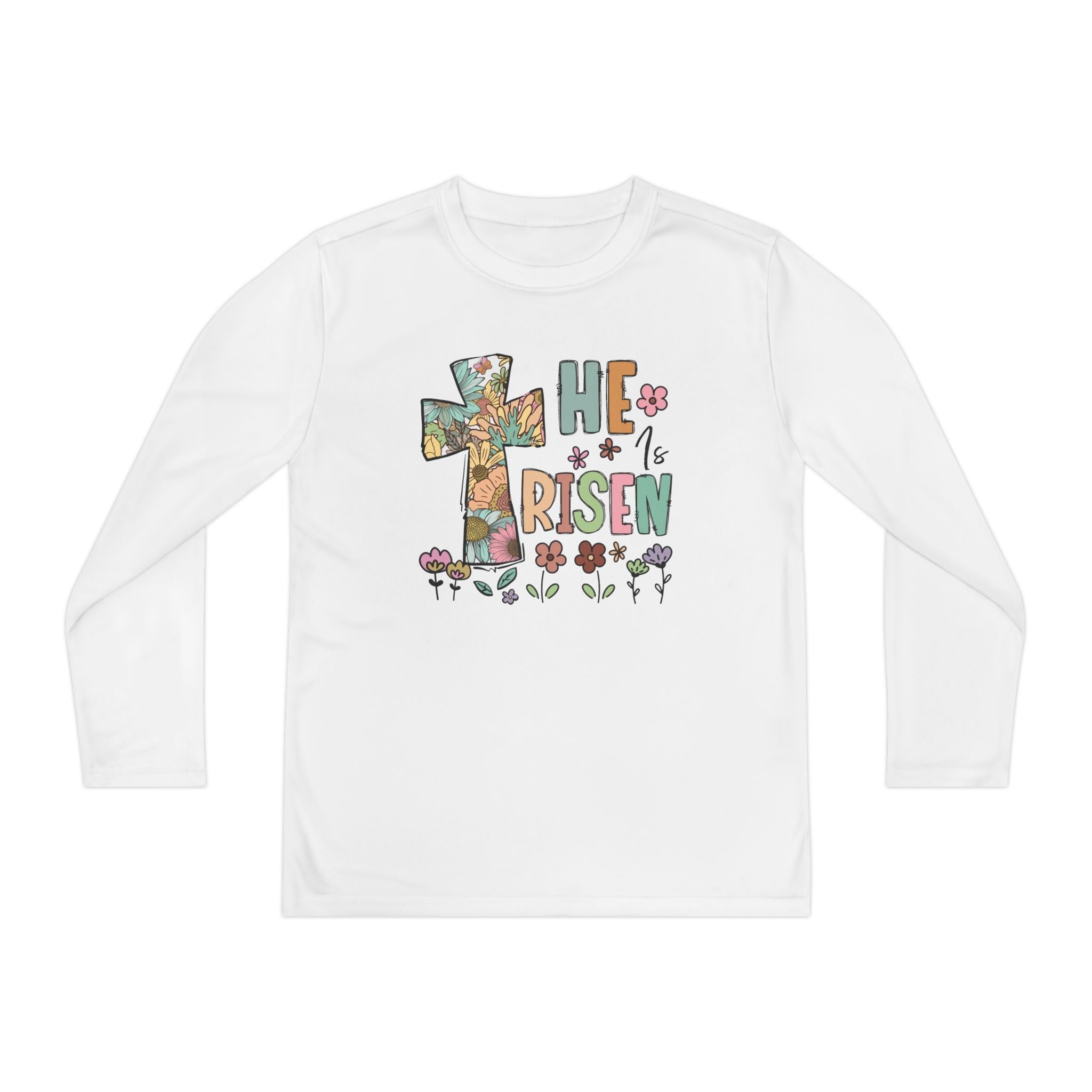 Faith Based Youth Girls Long Sleeve T-Shirt - He Is Risen | Kids clothes by atgodanddesigns