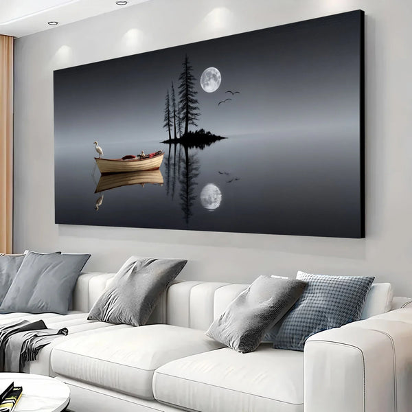 Modern Minimalist Night Lake Wall Art