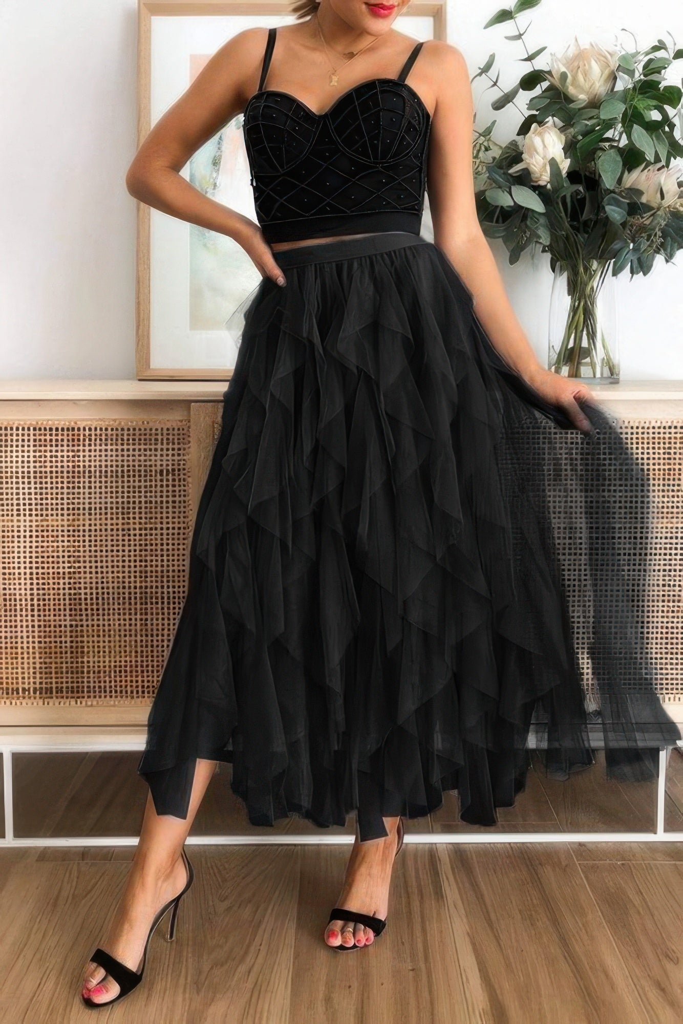 A Line Long Tulle Tiered Skirts | by atgodanddesigns