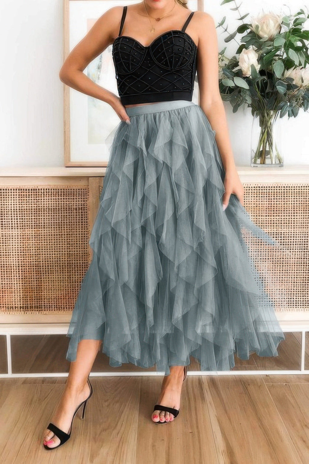 A Line Long Tulle Tiered Skirts | by atgodanddesigns