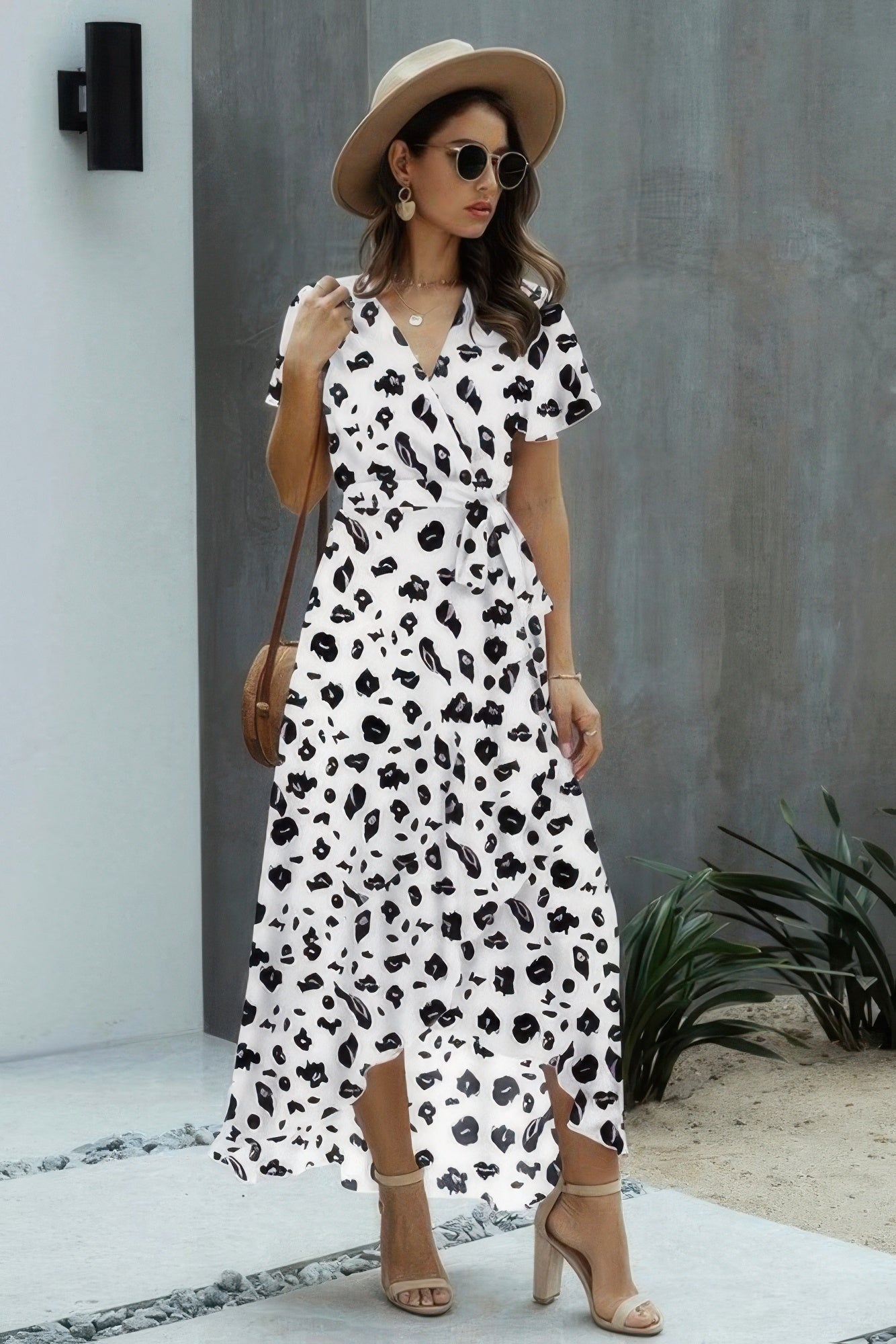 Allover Print High V Neck Low Wrap Dress | by atgodanddesigns