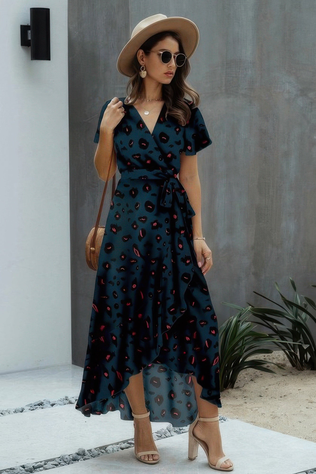 Allover Print High V Neck Low Wrap Dress | by atgodanddesigns