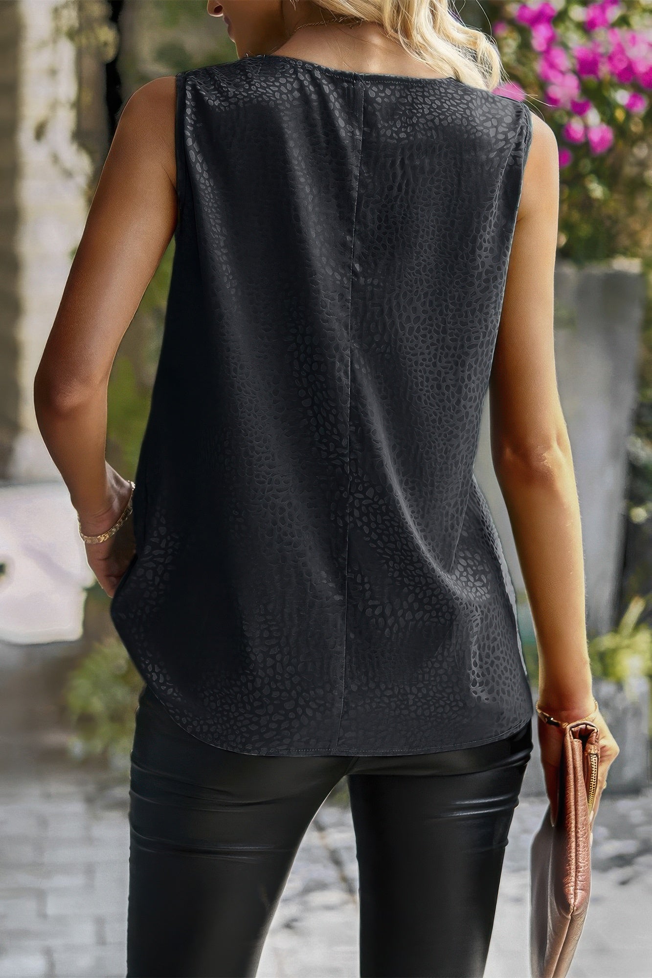 Animal Print Scarf Collar Sleeveless Loose Top | by atgodanddesigns