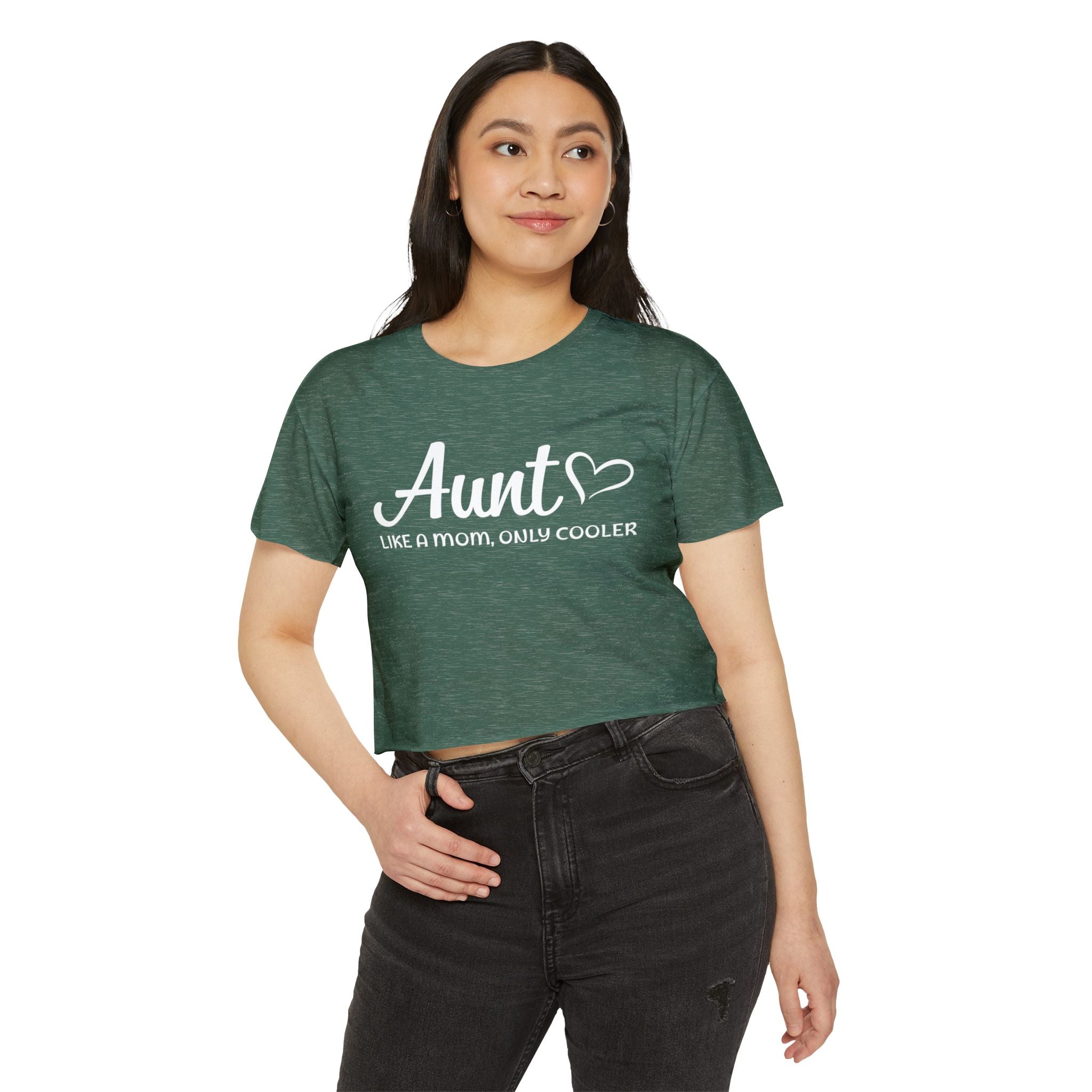 Aunt Crop Top T-Shirt - Aunt, Like A Mom Only Cooler | T-Shirt by atgodanddesigns