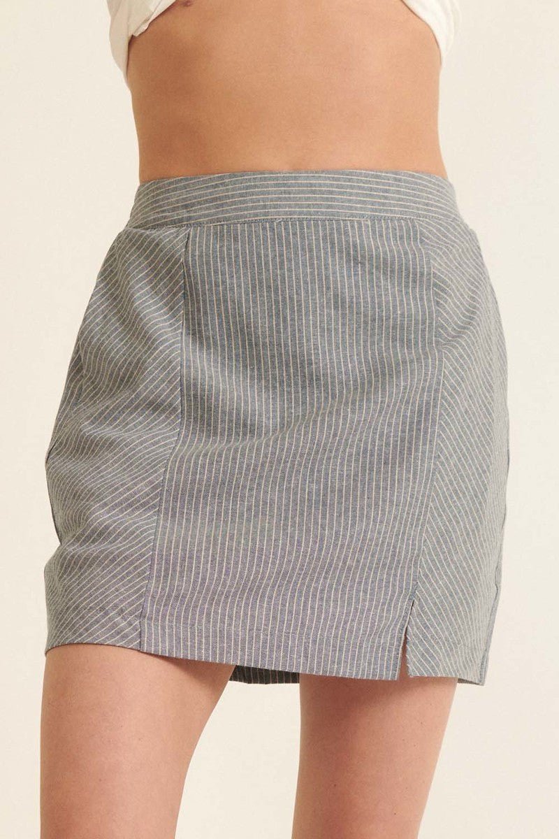 Banded Front Waist Pinstripe Mini Skirt | by atgodanddesigns