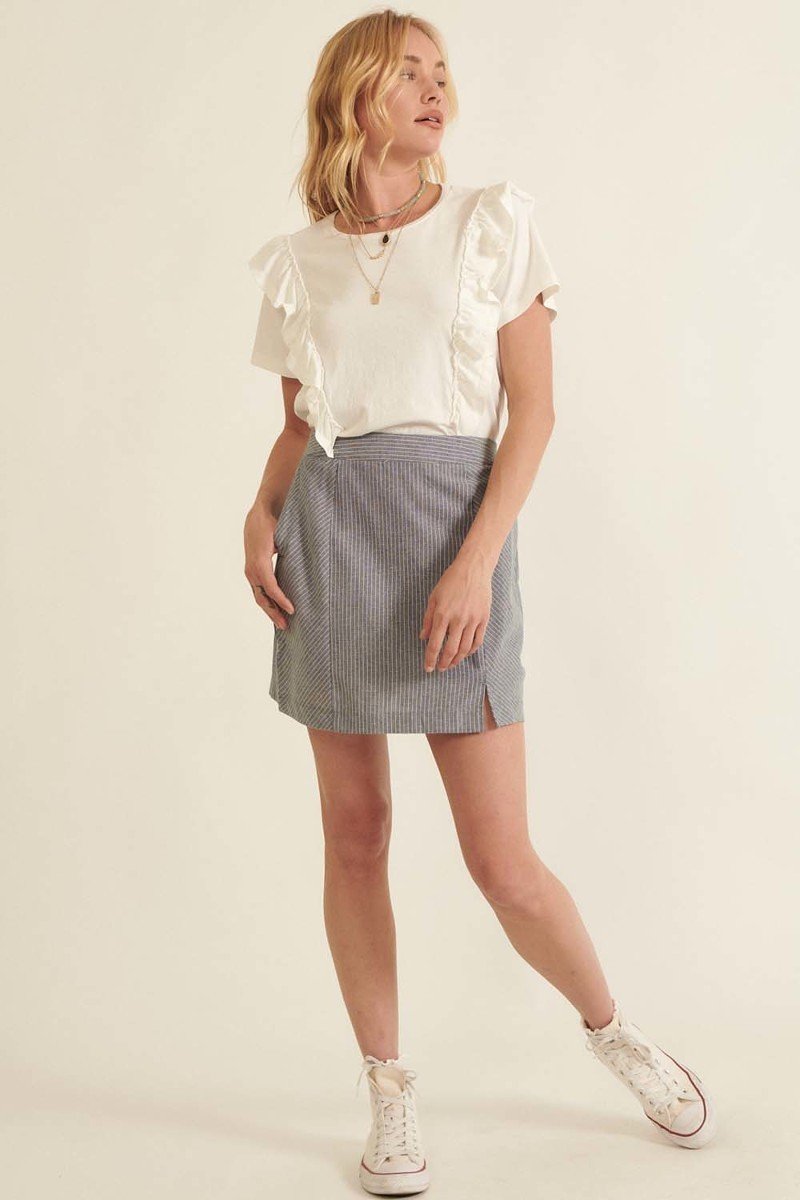 Banded Front Waist Pinstripe Mini Skirt | by atgodanddesigns