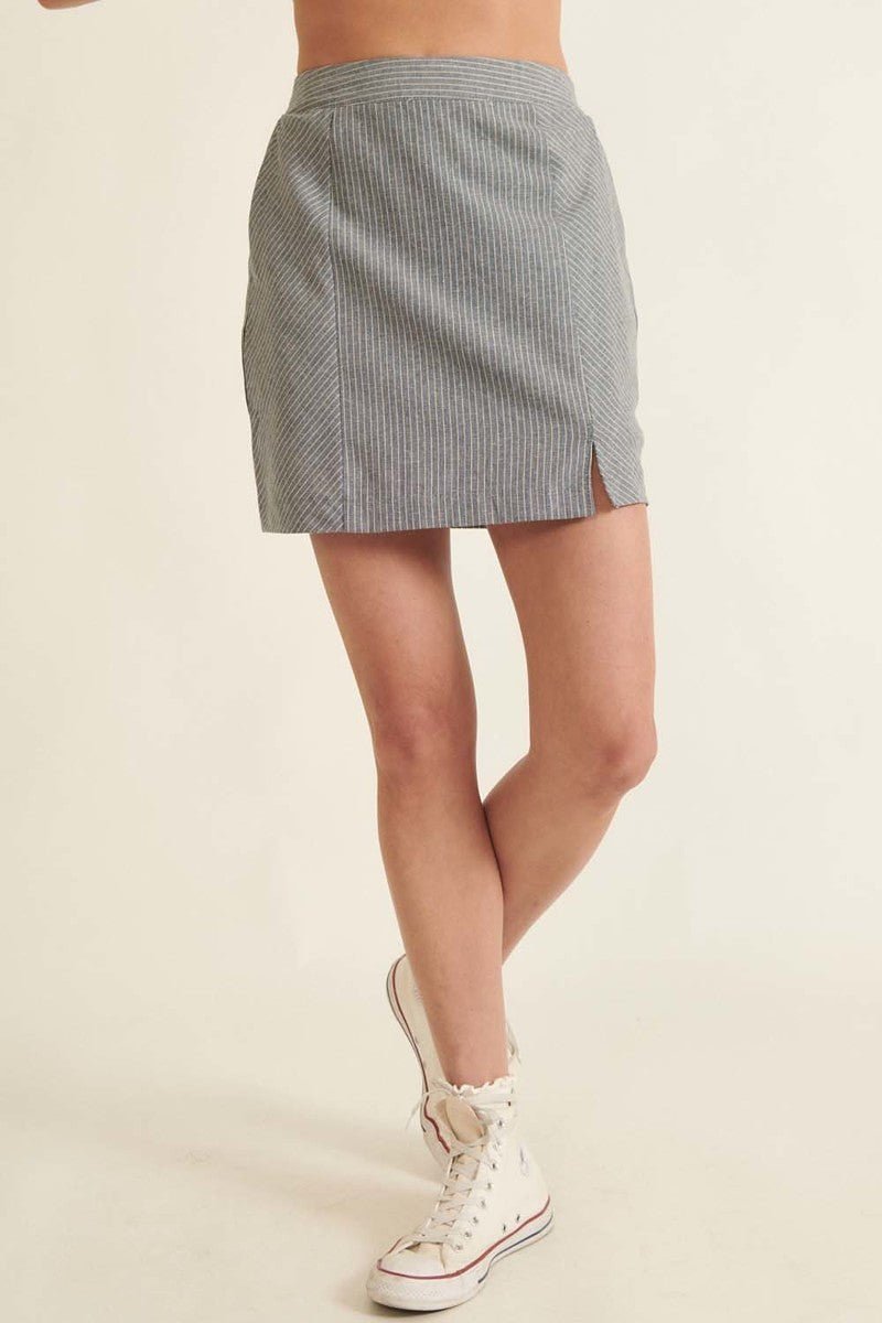 Banded Front Waist Pinstripe Mini Skirt | by atgodanddesigns
