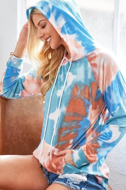 BiBi Tie Dye Jersey Knit Hoodie With Kangaroo Pocket | by atgodanddesigns