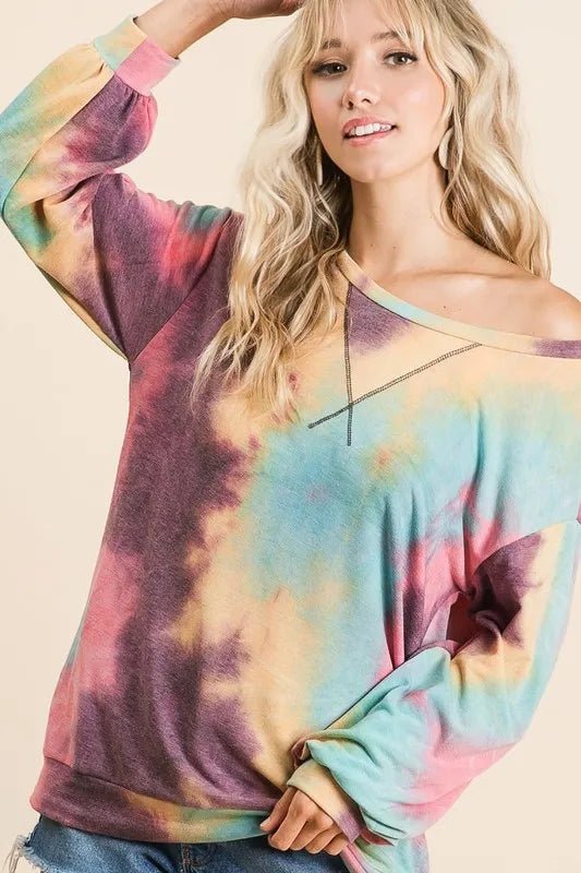 BiBi Tie Dye Print French Terry Sweatshirt | by atgodanddesigns