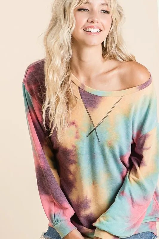 BiBi Tie Dye Print French Terry Sweatshirt | by atgodanddesigns