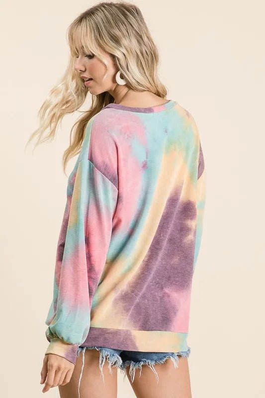 BiBi Tie Dye Print French Terry Sweatshirt | by atgodanddesigns