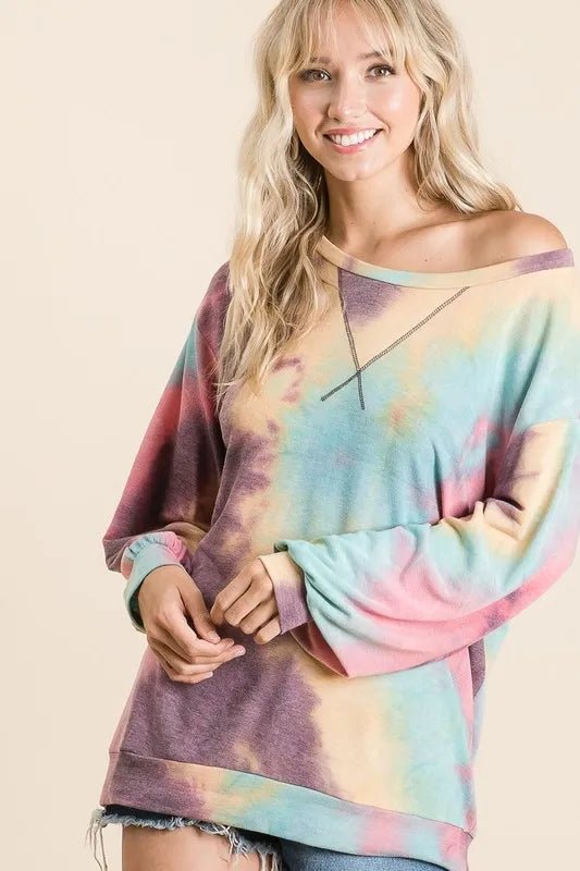 BiBi Tie Dye Print French Terry Sweatshirt | by atgodanddesigns