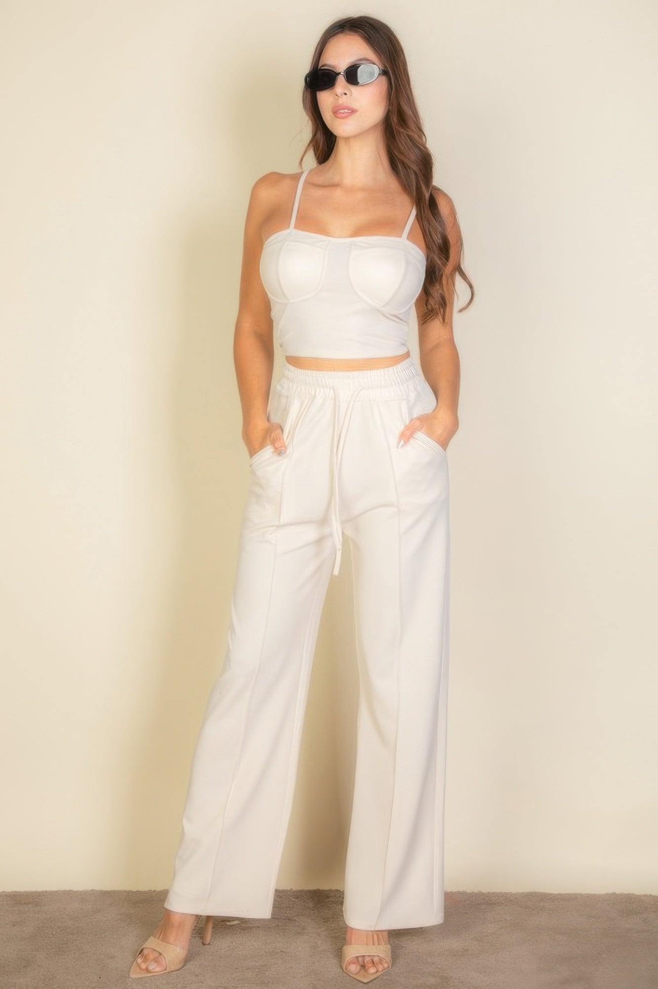 Bustier Crop Cami Top & Slant Pocket Straight Pants | by atgodanddesigns