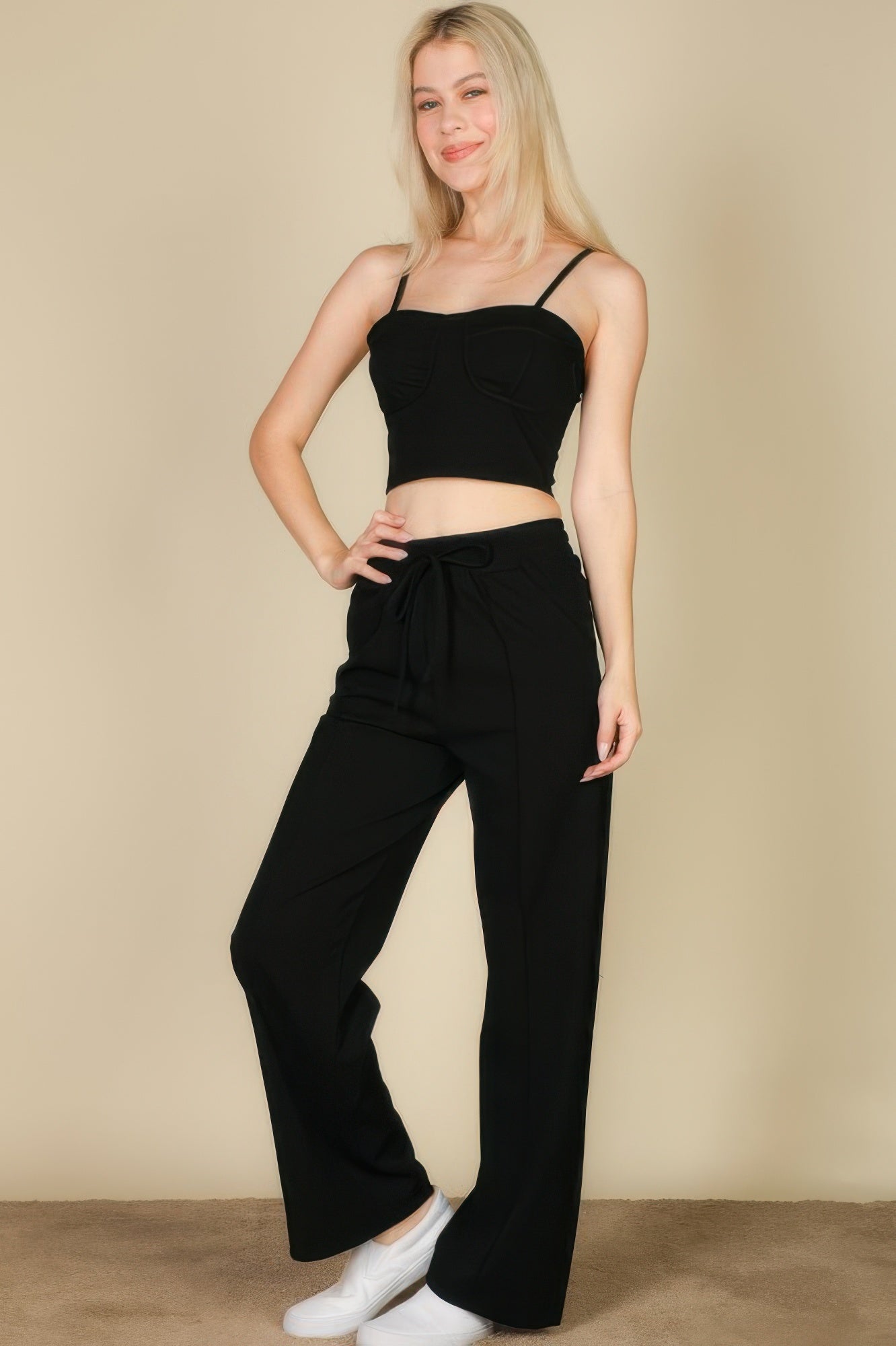 Bustier Crop Cami Top & Slant Pocket Straight Pants | by atgodanddesigns