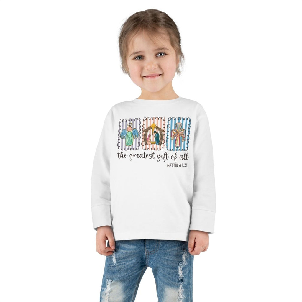 Christmas Faith Toddler Long Sleeve - The Greatest Gift of All | Kids clothes by atgodanddesigns