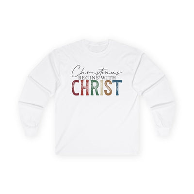Christmas Faith Unisex Adult & Teen Long Sleeve T-Shirt - Christmas Begins with Christ | Long - sleeve by atgodanddesigns