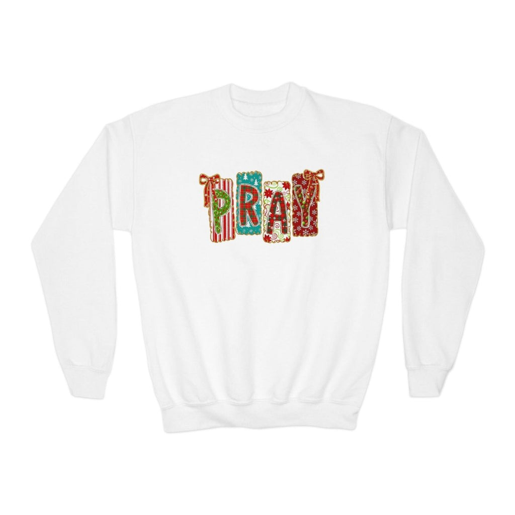 Christmas Faith Unisex Youth Long Sleeve - PRAY | Kids clothes by atgodanddesigns