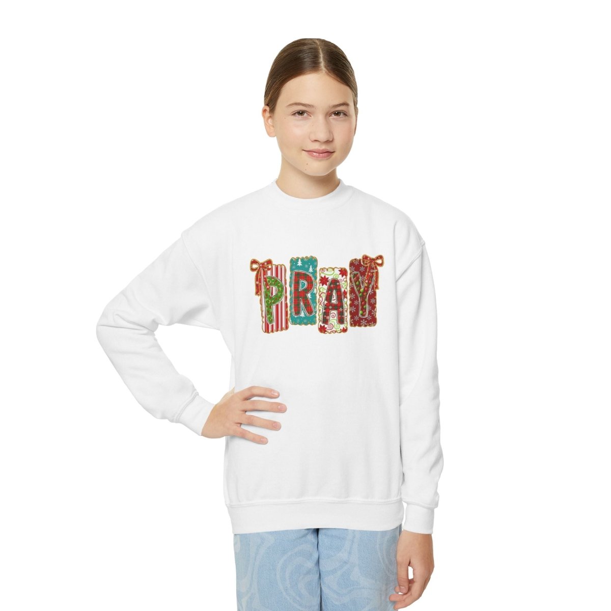 Christmas Faith Unisex Youth Long Sleeve - PRAY | Kids clothes by atgodanddesigns