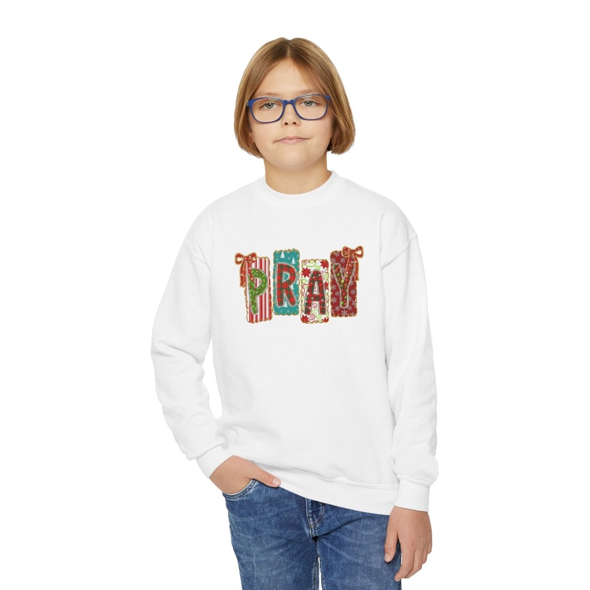 Christmas Faith Unisex Youth Long Sleeve - PRAY | Kids clothes by atgodanddesigns