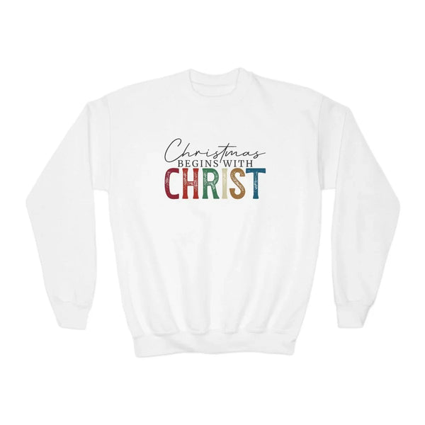 Christmas Faith Unisex Youth Long Sleeve T-Shirt - Christmas Begins with Christ | Kids clothes by atgodanddesigns