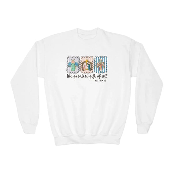 Christmas Faith Unisex Youth Long Sleeve - The Greatest Gift Of All | Kids clothes by atgodanddesigns