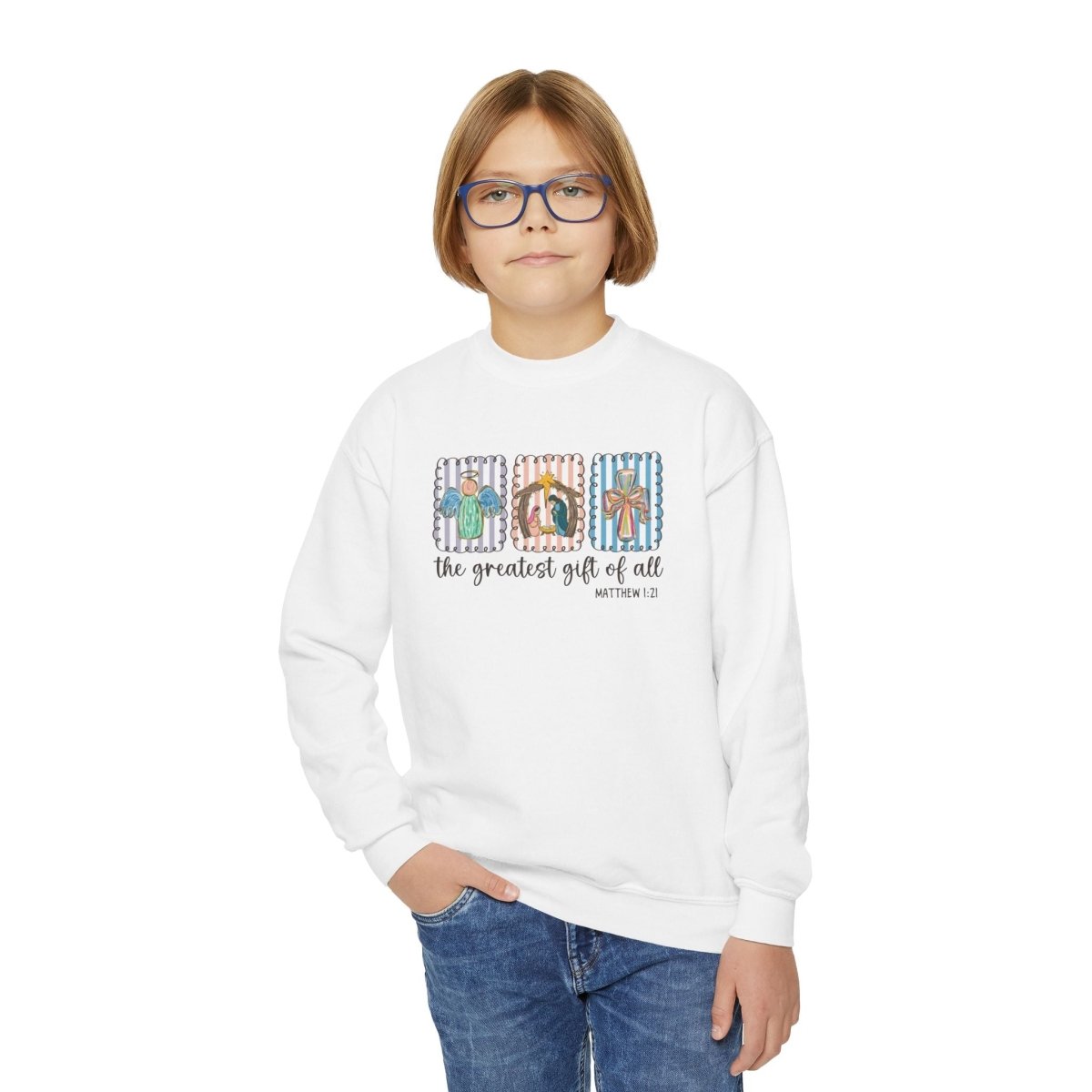 Christmas Faith Unisex Youth Long Sleeve - The Greatest Gift Of All | Kids clothes by atgodanddesigns
