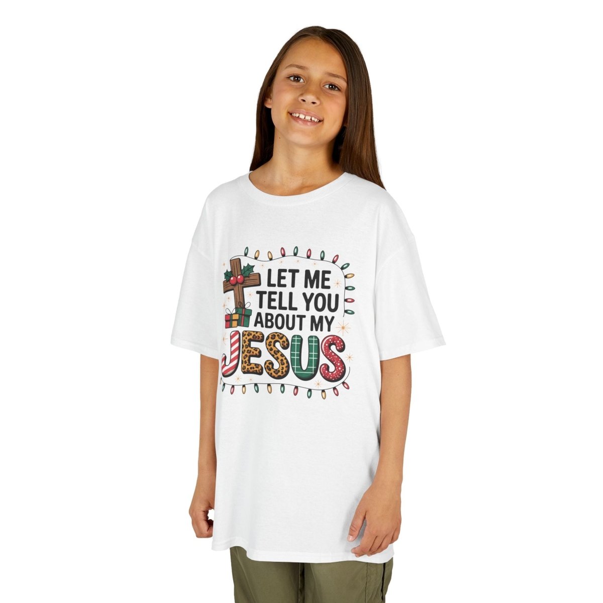 Christmas Faith Unisex Youth T-Shirt - Let Me Tell You About My Jesus | Kids clothes by atgodanddesigns