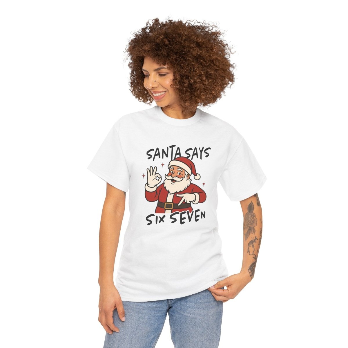 Christmas Teen T-Shirt - Santa Says Six Seven | T-Shirt by atgodanddesigns