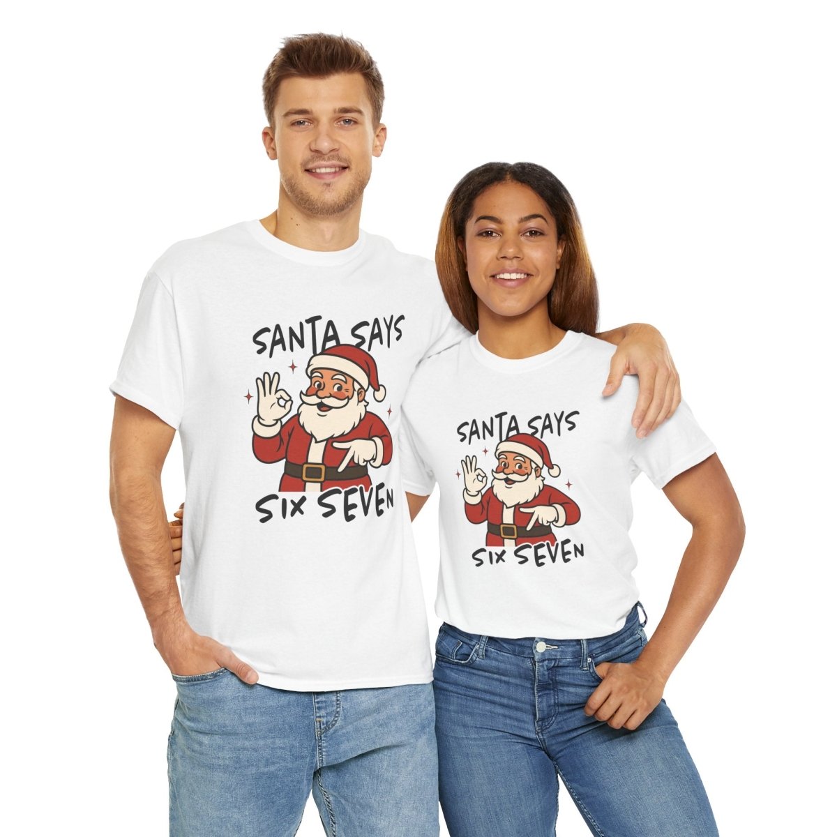 Christmas Teen T-Shirt - Santa Says Six Seven | T-Shirt by atgodanddesigns