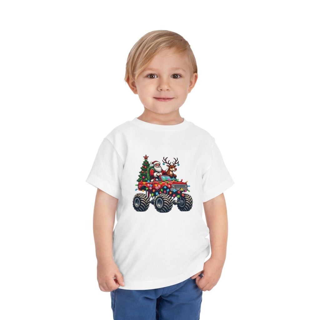Christmas Toddler T-Shirt - Santa In Monster Truck | Kids clothes by atgodanddesigns