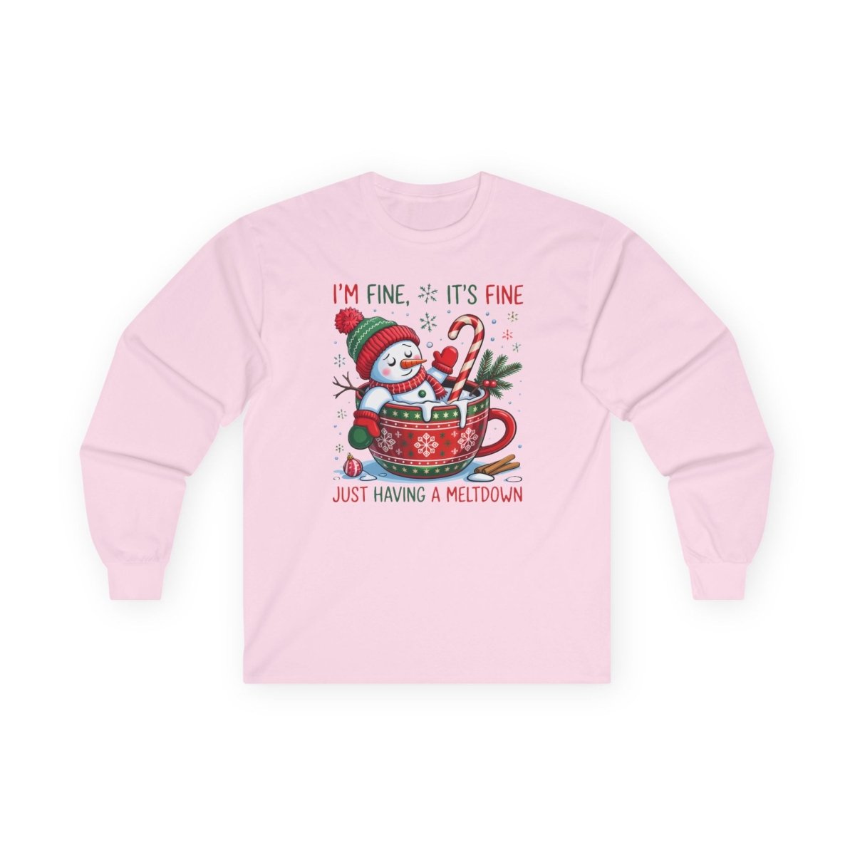 Christmas Unisex Adult Long Sleeve Tee - I'm Fine, It's Fine, Just Having a Meltdown | Long - sleeve by atgodanddesigns