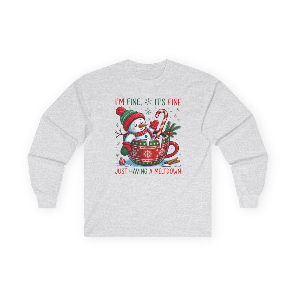 Christmas Unisex Adult Long Sleeve Tee - I'm Fine, It's Fine, Just Having a Meltdown | Long - sleeve by atgodanddesigns