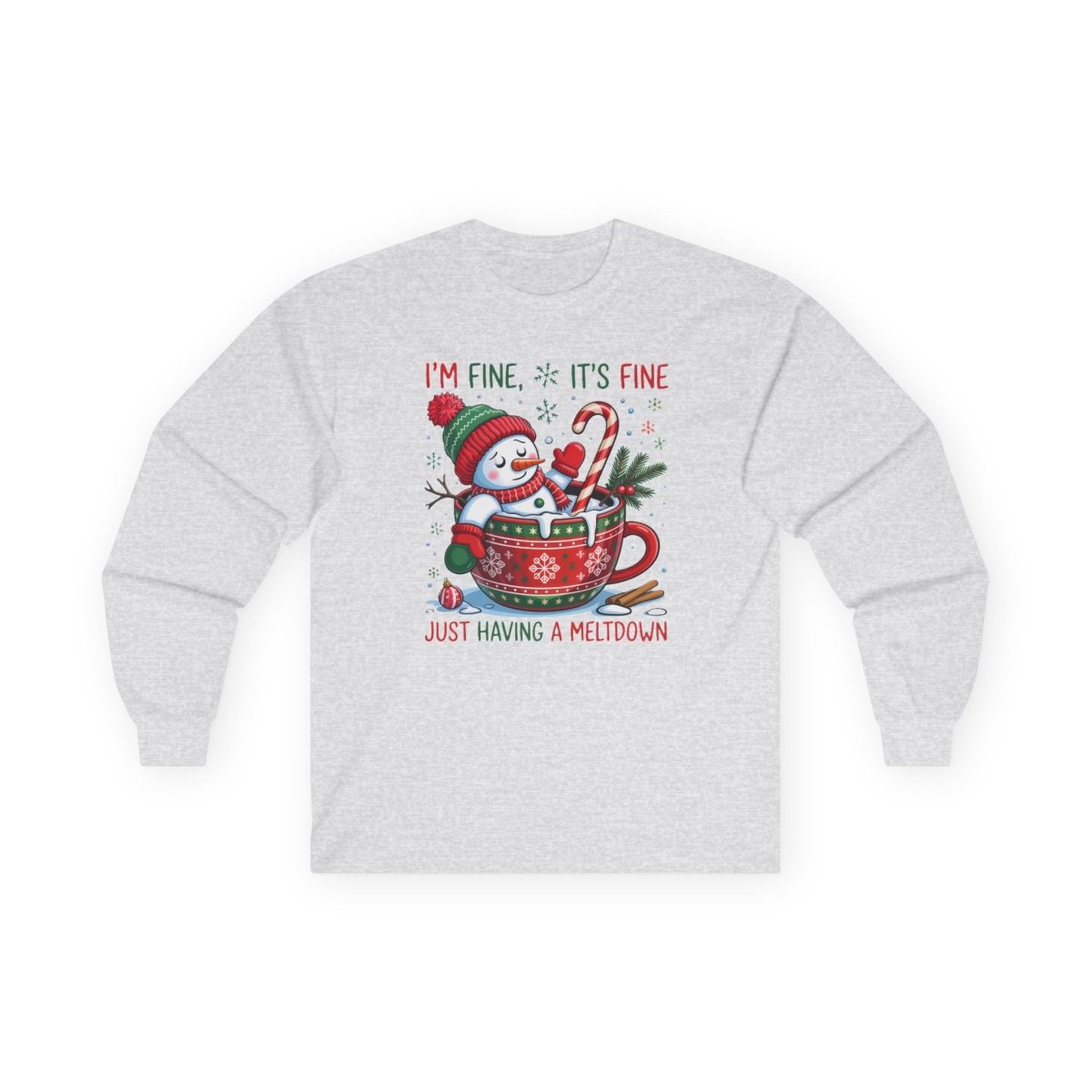 Christmas Unisex Adult Long Sleeve Tee - I'm Fine, It's Fine, Just Having a Meltdown | Long - sleeve by atgodanddesigns