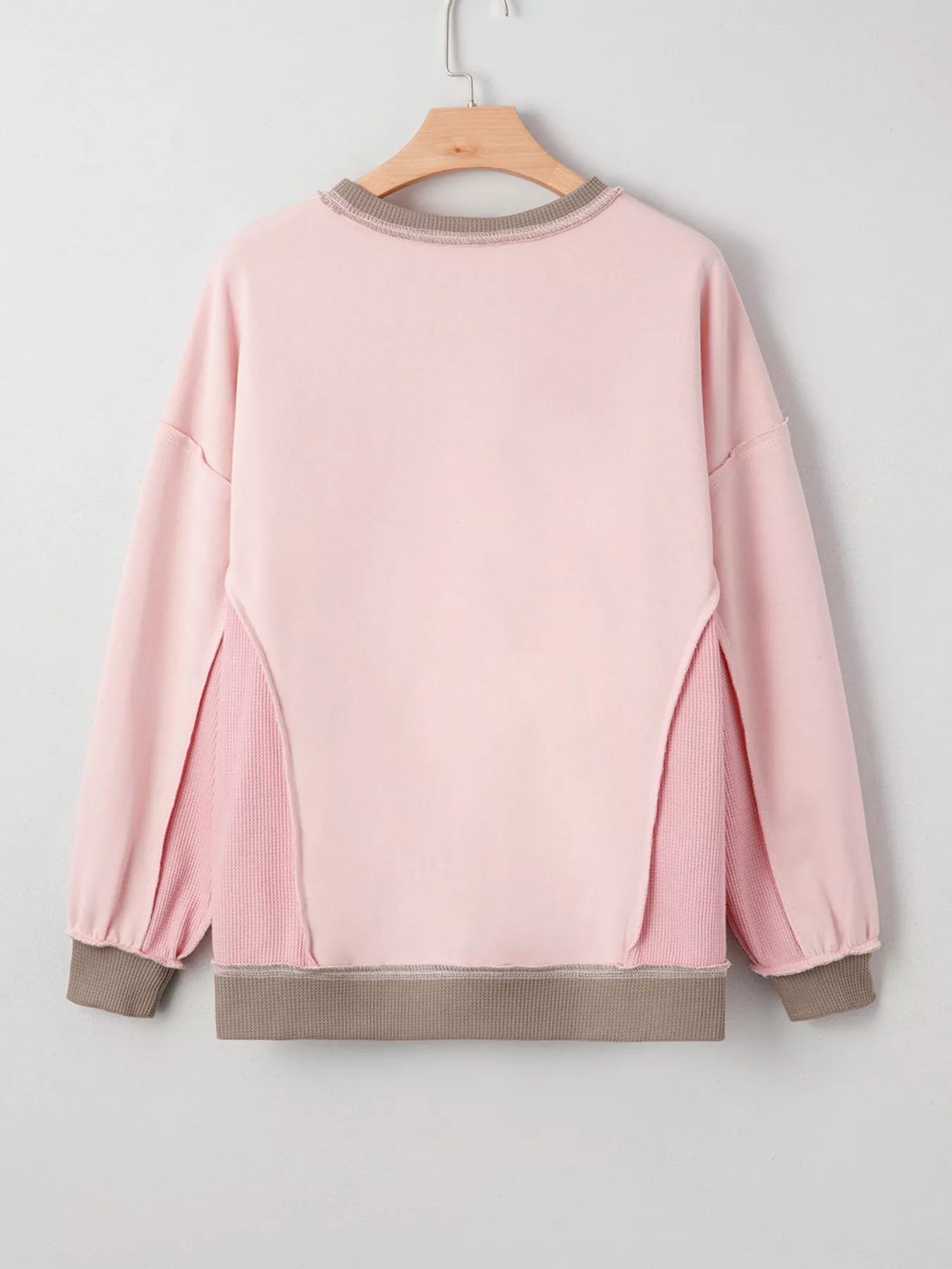 Color Block Mix Texture Waffle Patchwork Oversize Sweatshirt | by atgodanddesigns