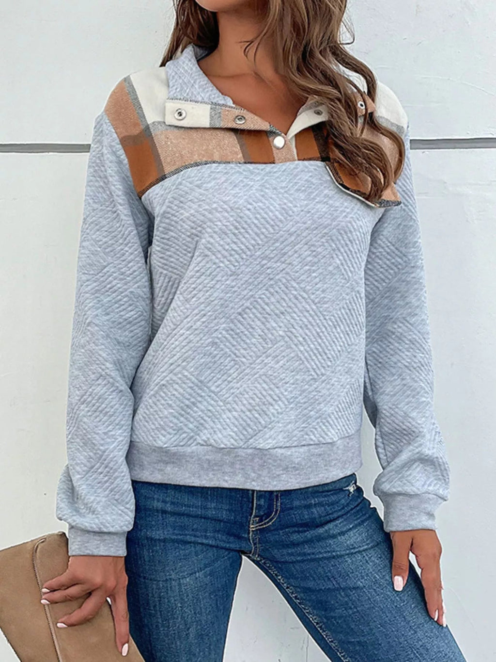 Color Block Texture Long Sleeve Sweatshirt | by atgodanddesigns