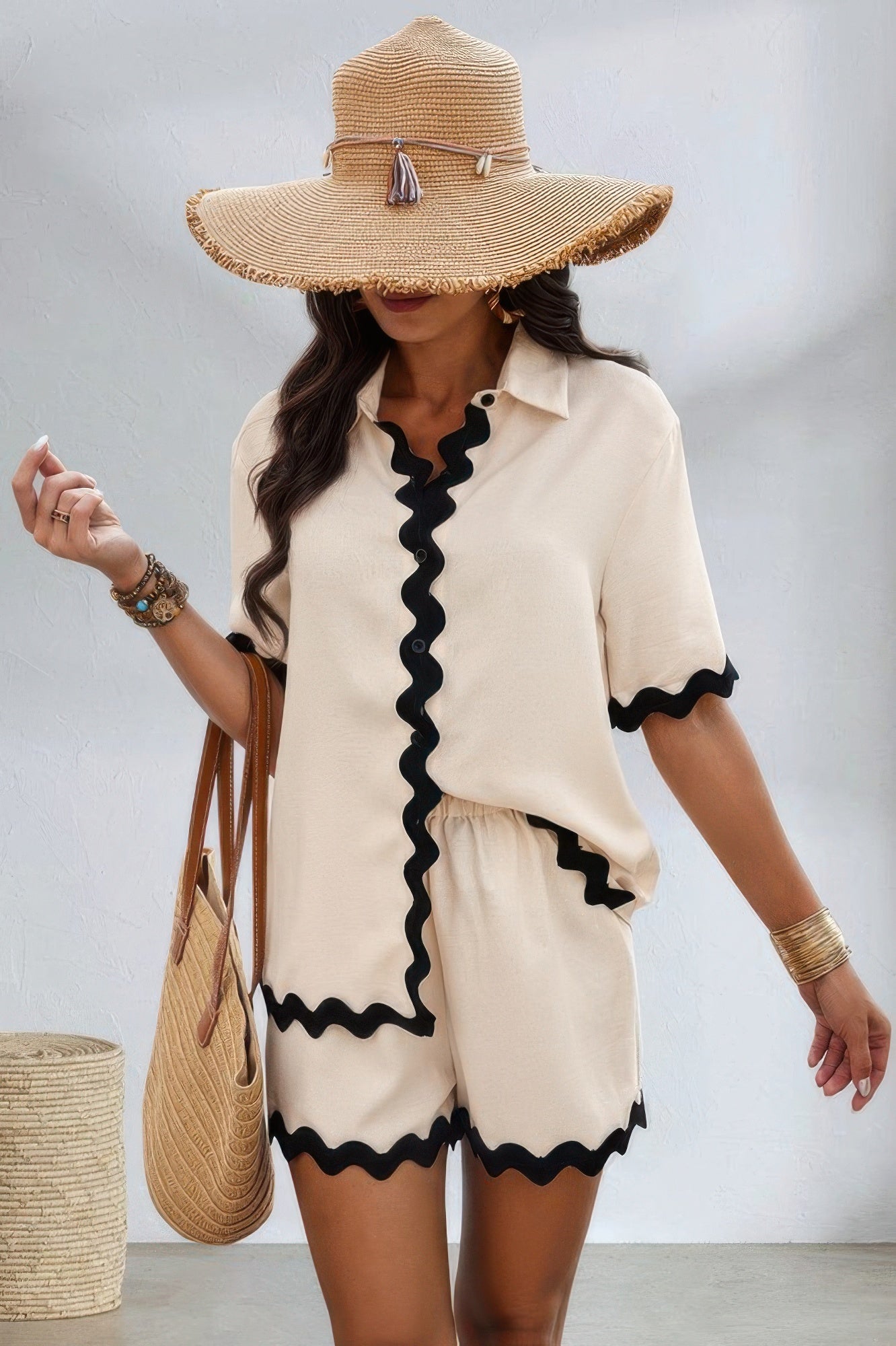 Color Block Two Pieces Button Blouse Sets | by atgodanddesigns