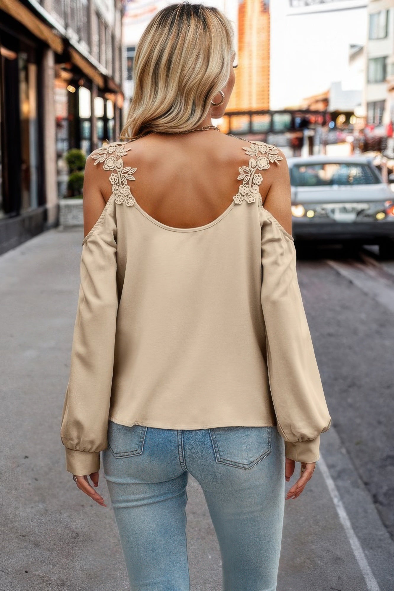 Contrast Low Back Lace Cold Shoulder Top | by atgodanddesigns