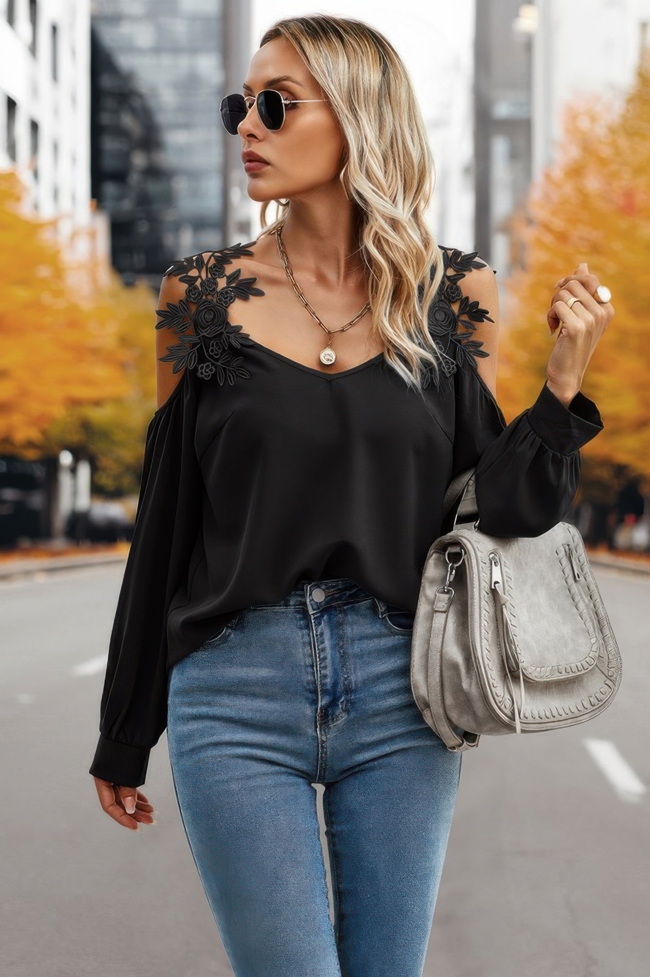 Contrast Low Back Lace Cold Shoulder Top | by atgodanddesigns