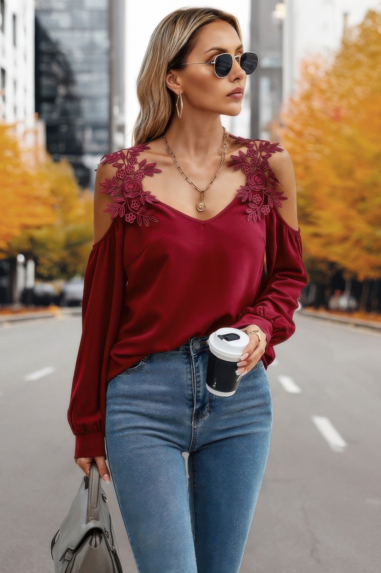 Contrast Low Back Lace Cold Shoulder Top | by atgodanddesigns