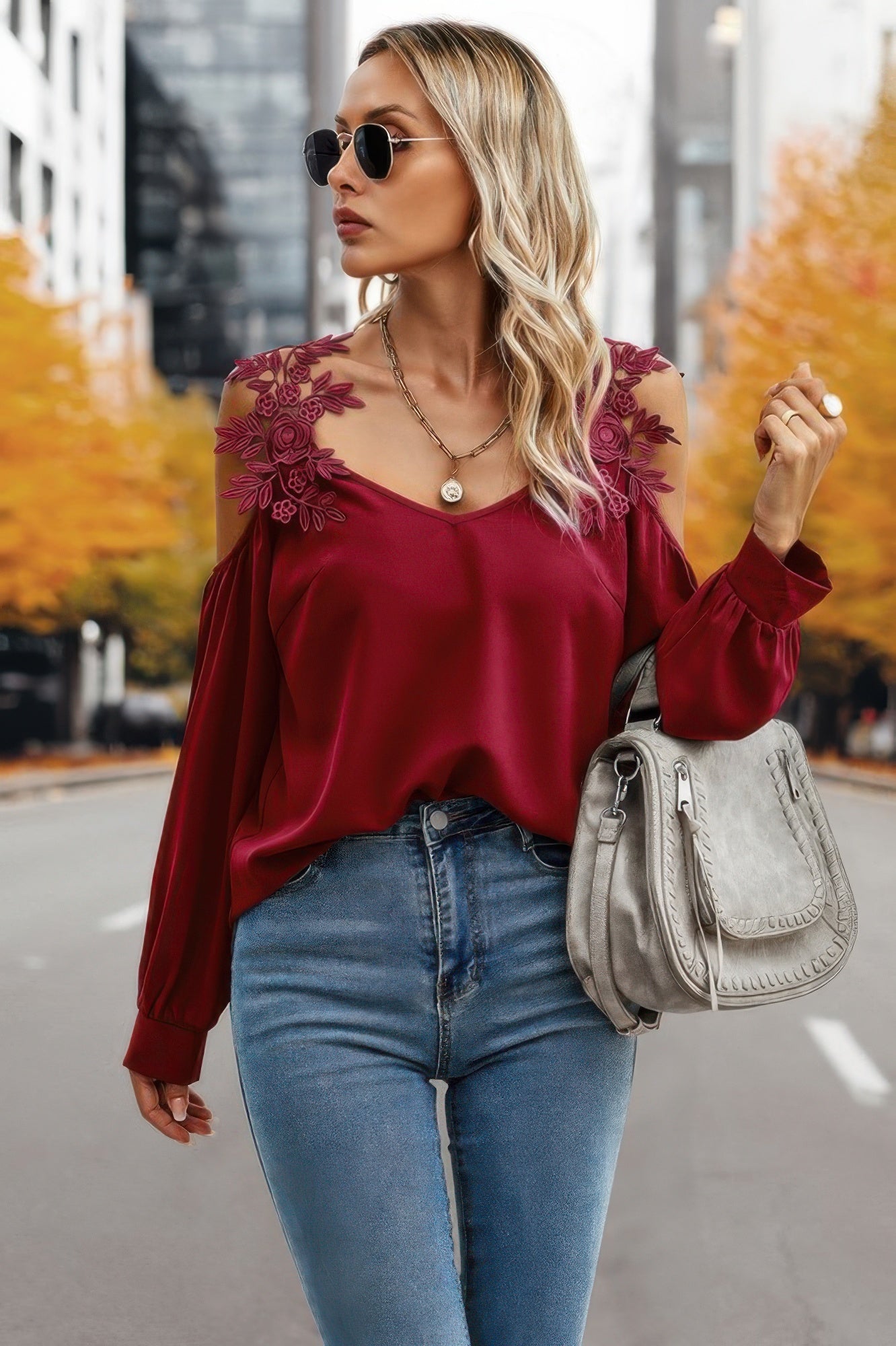 Contrast Low Back Lace Cold Shoulder Top | by atgodanddesigns