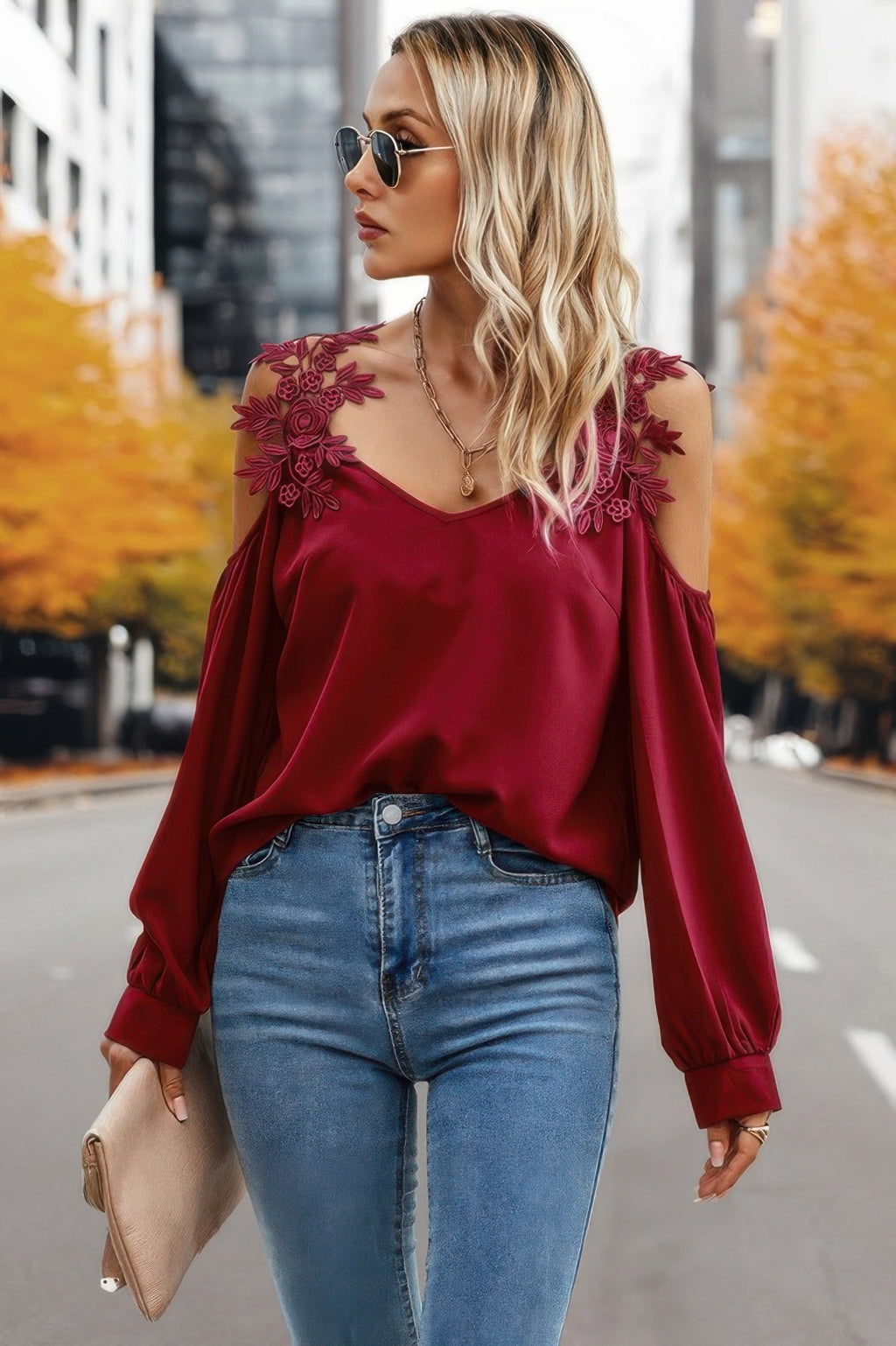 Contrast Low Back Lace Cold Shoulder Top | by atgodanddesigns
