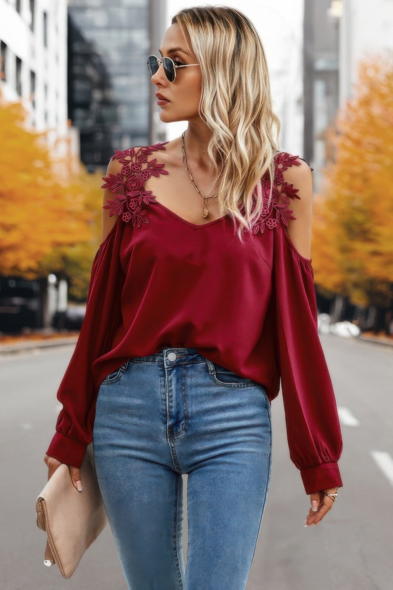 Contrast Low Back Lace Cold Shoulder Top | by atgodanddesigns