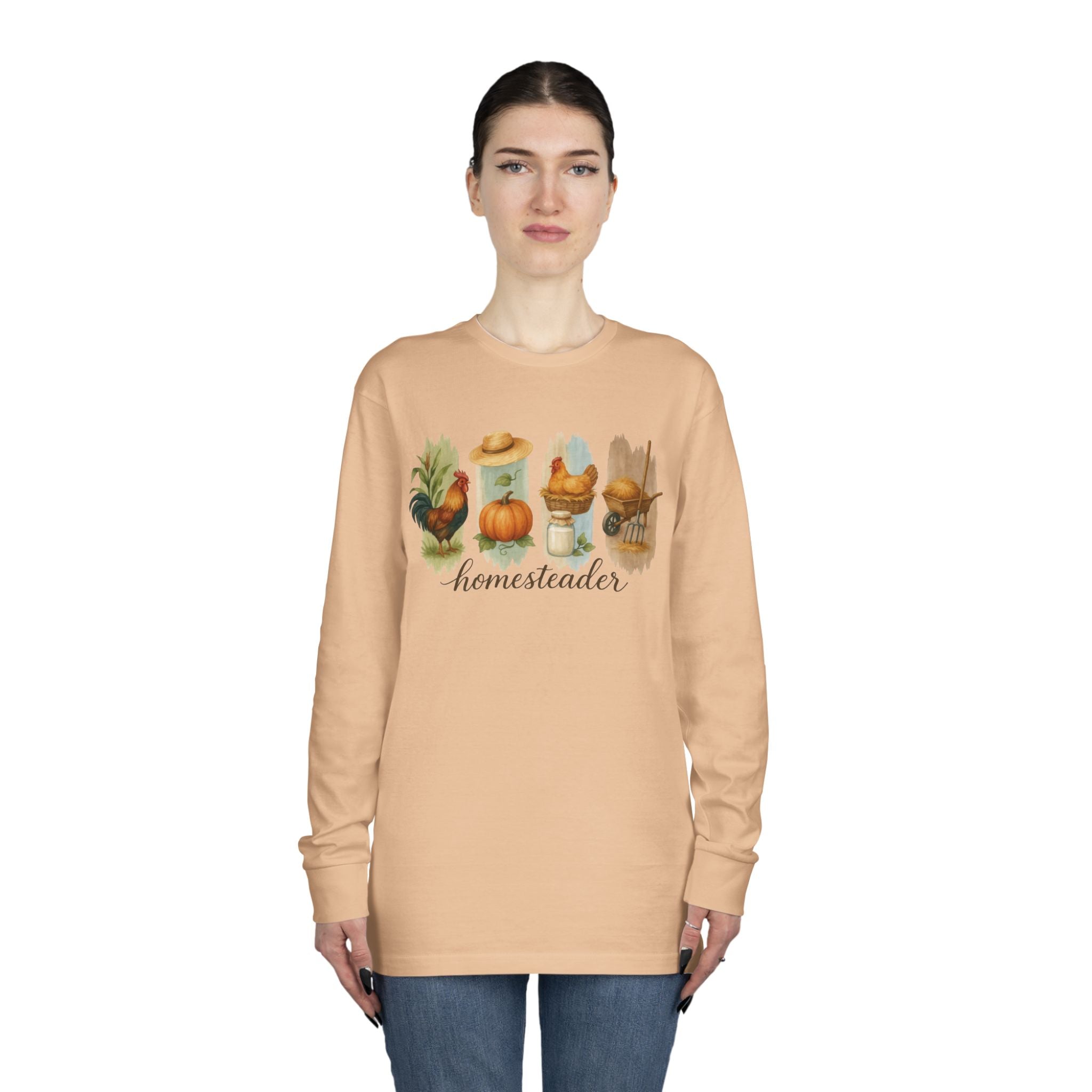 Country Charm Women’s Watercolor Long Sleeve Tee | Long - sleeve by atgodanddesigns