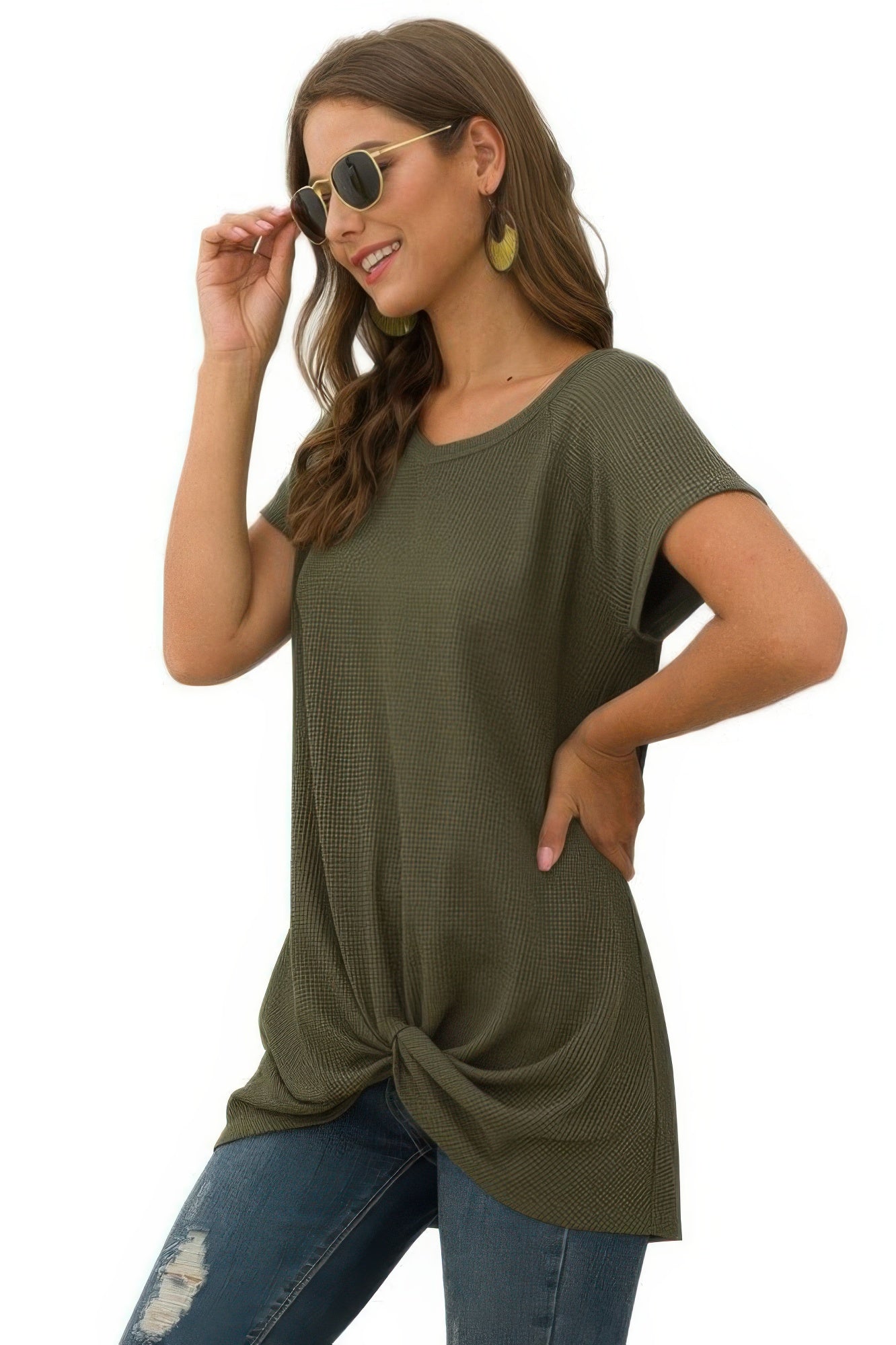 Crew Neck Solid Color Tunic Tops | by atgodanddesigns