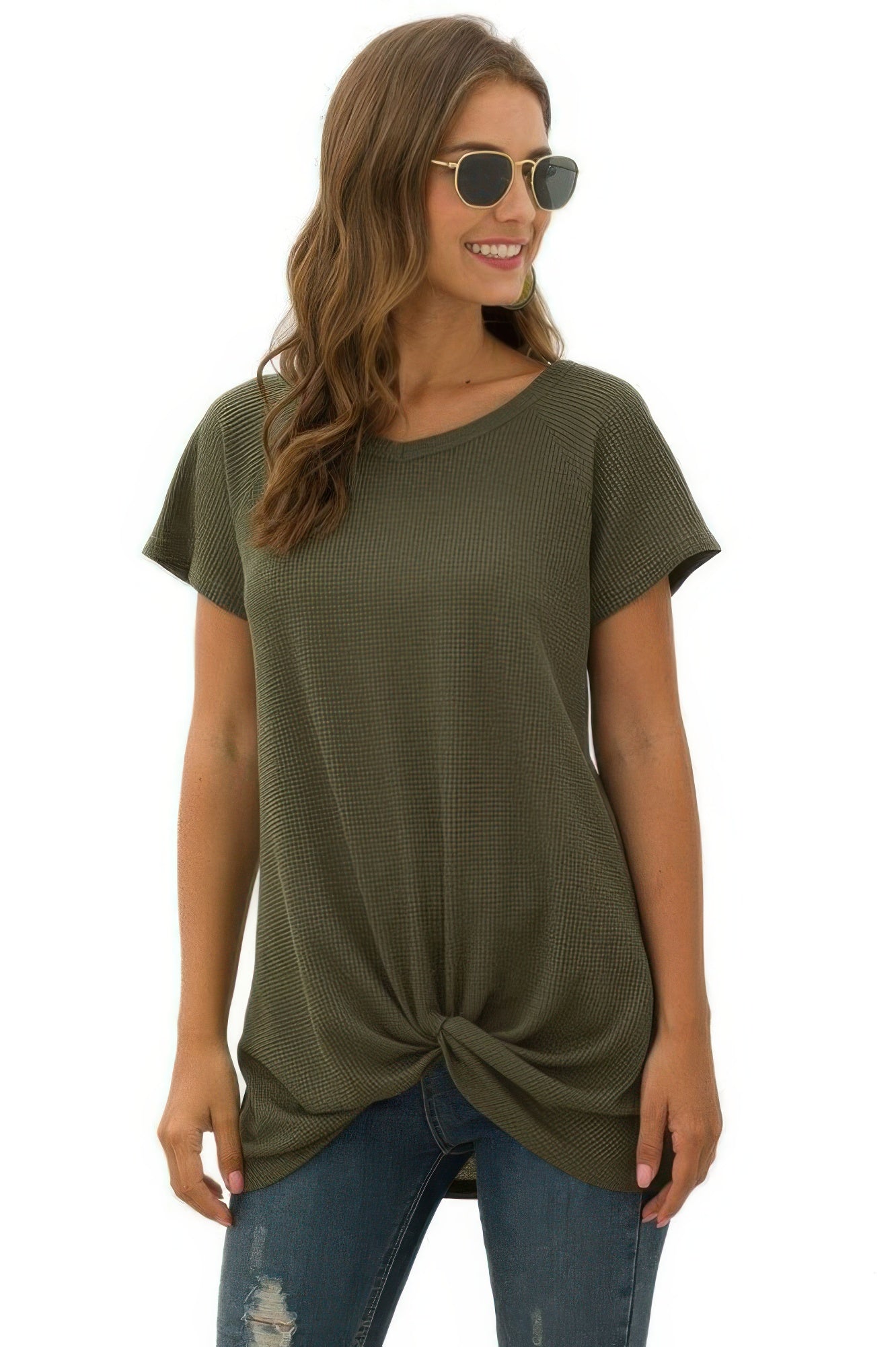 Crew Neck Solid Color Tunic Tops | by atgodanddesigns