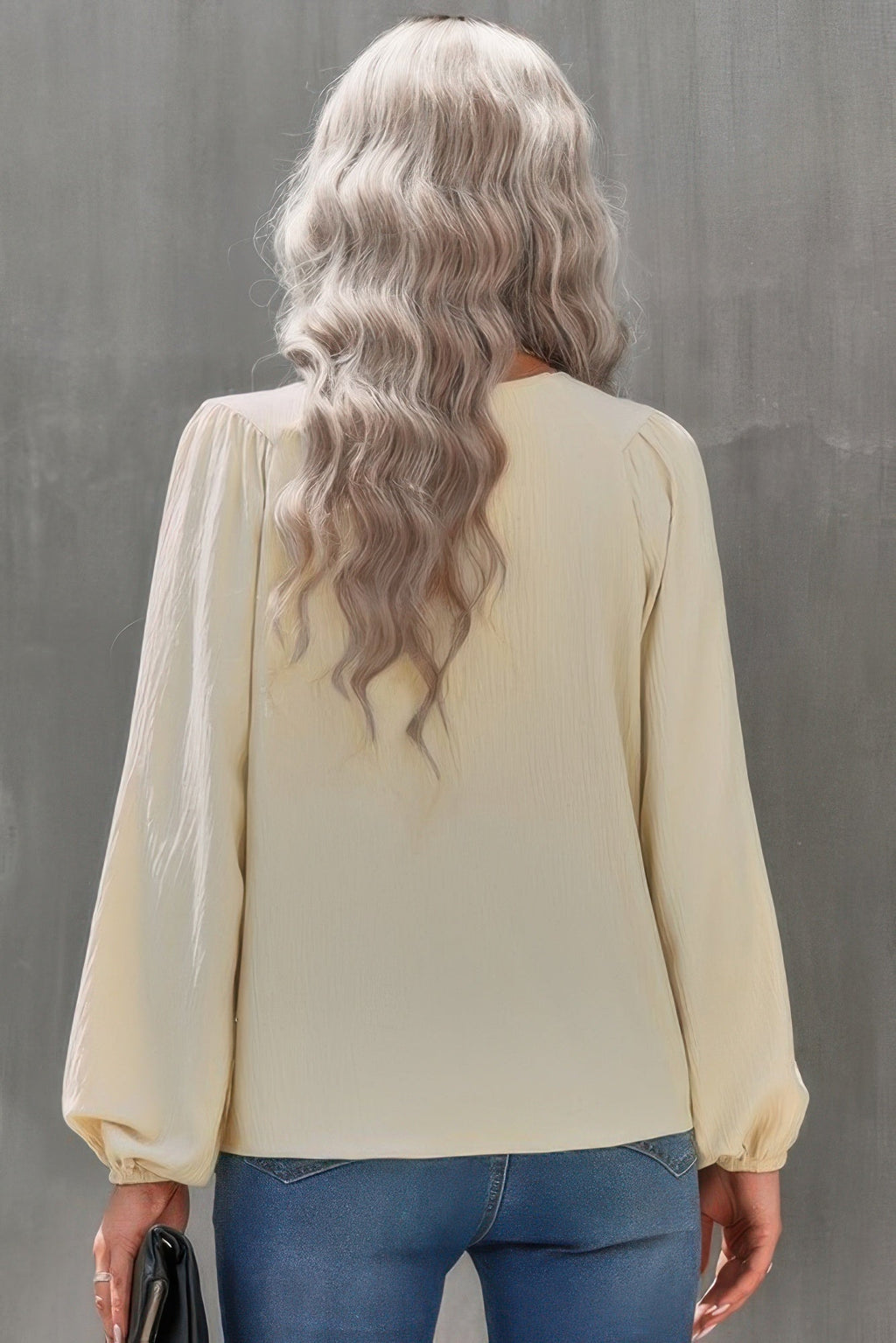 Crew Neck Solid Long Lantern Sleeve Shirt | by atgodanddesigns