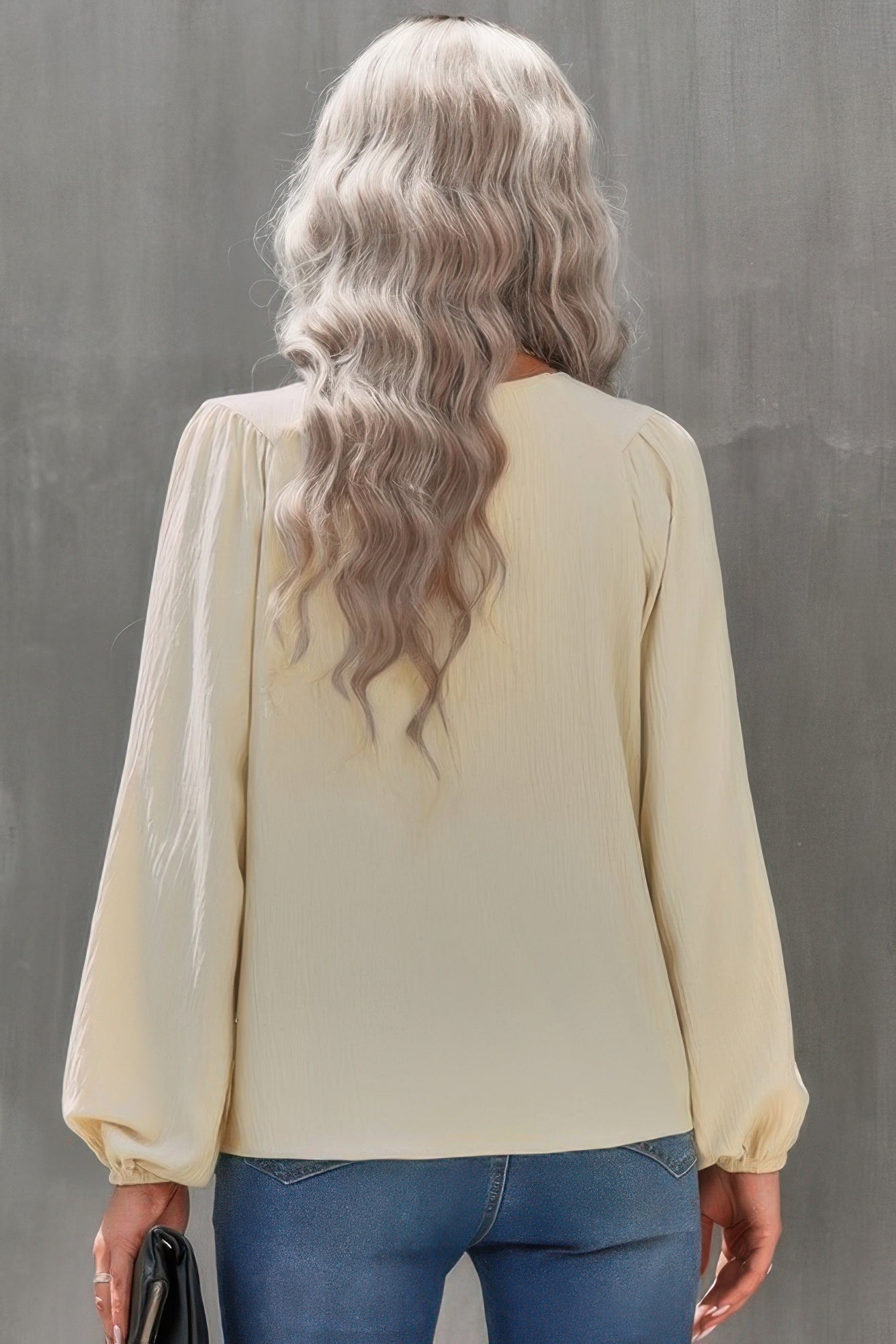 Crew Neck Solid Long Lantern Sleeve Shirt | by atgodanddesigns