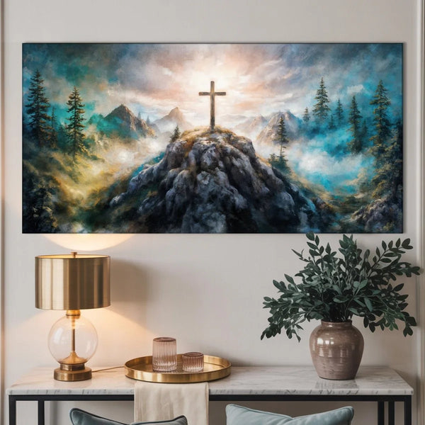 Cross On A Hill Faith Wall Art III | Canvas by atgodanddesigns