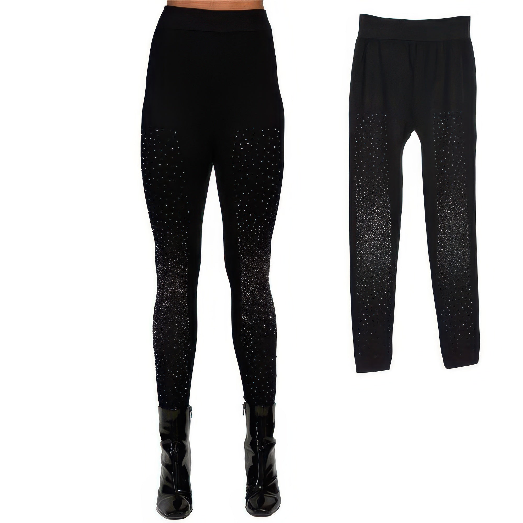 Crystal Studded High Waisted Black Leggings | by atgodanddesigns