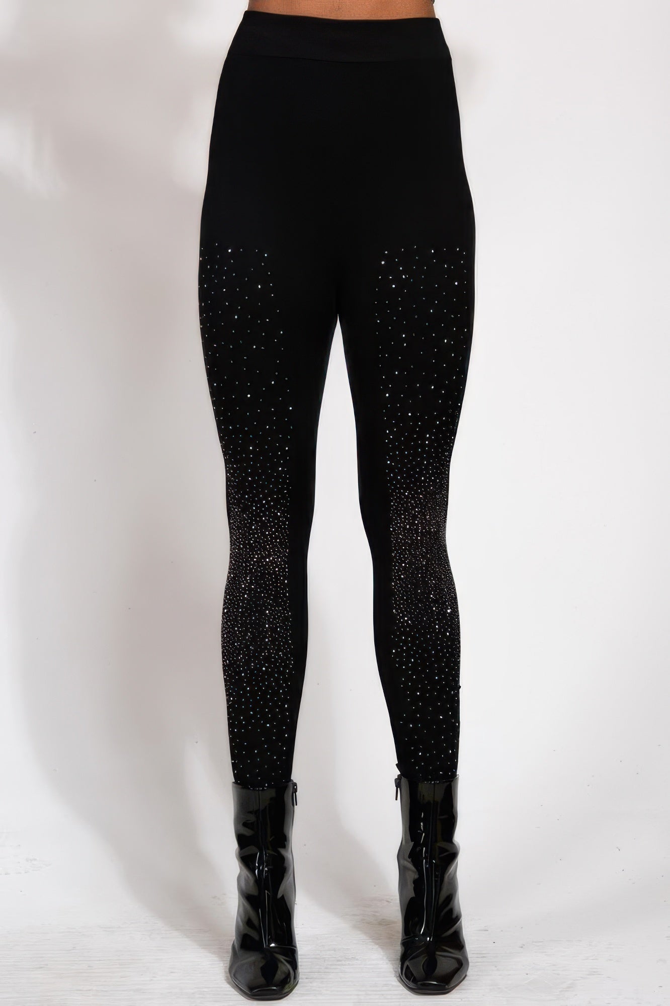 Crystal Studded High Waisted Black Leggings | by atgodanddesigns